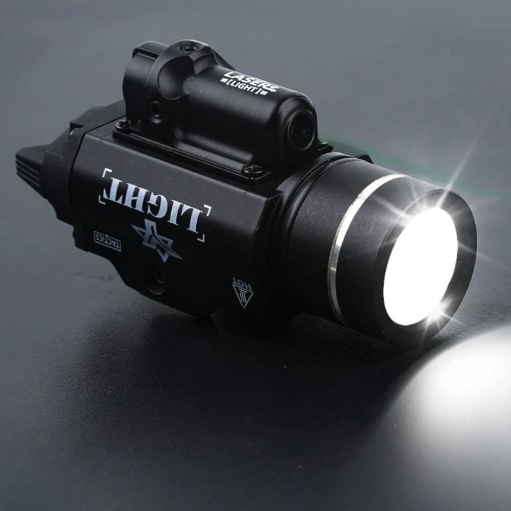 TR-1 Taktische Taschenlampe aus Metall mit Rot/Grün-Punkten, LED-Stroboskop, Waffenlicht für Outdoor-Jagd, passend für Picatinny-Führungsschiene 20mm, Bodenmontage – Detail 10