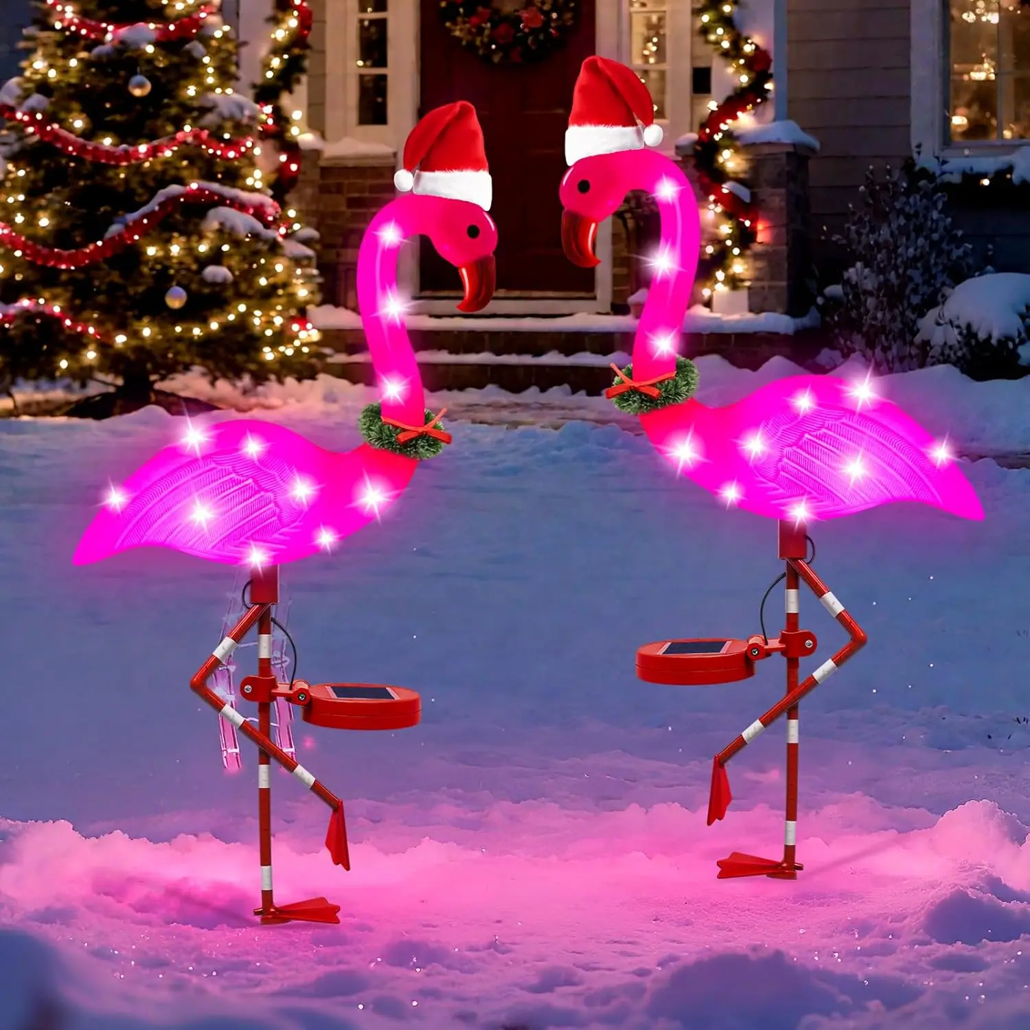 

Solar Flamingo Garden Lights, 2-Pack Outdoor Waterproof Decor for Christmas and Year-Round Use