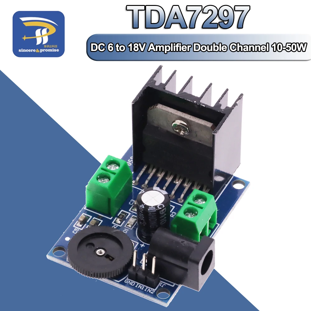 1Pcs Audio Power Amplifier board DC 6 to 18V TDA7297 Module Double Channel 10-50W Wholesale