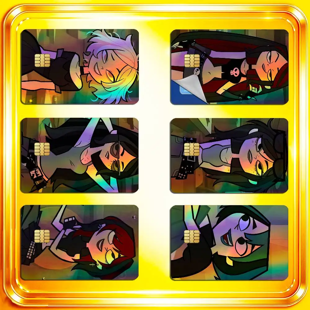 For Gwen Total Drama Island Credit Bank Sticker ID Access Card Cover Skin Rainbow Color Laser Stickers Film