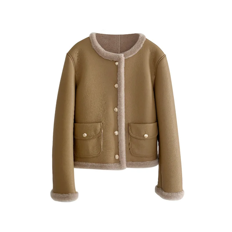 UMI MAO Sheepskin 100% Wool Coat Women Jackets Winter Tech Leather Motorcycle Jacket Outwear High-end Parka Real Fur Coat