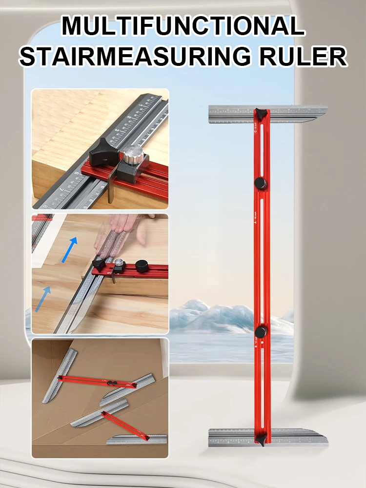 Stair Tread Template Tool Professional Shelf Scribe Tool Stair Measuring Tool Jig for Risers Wall Partitions Shelf Floor Stairs