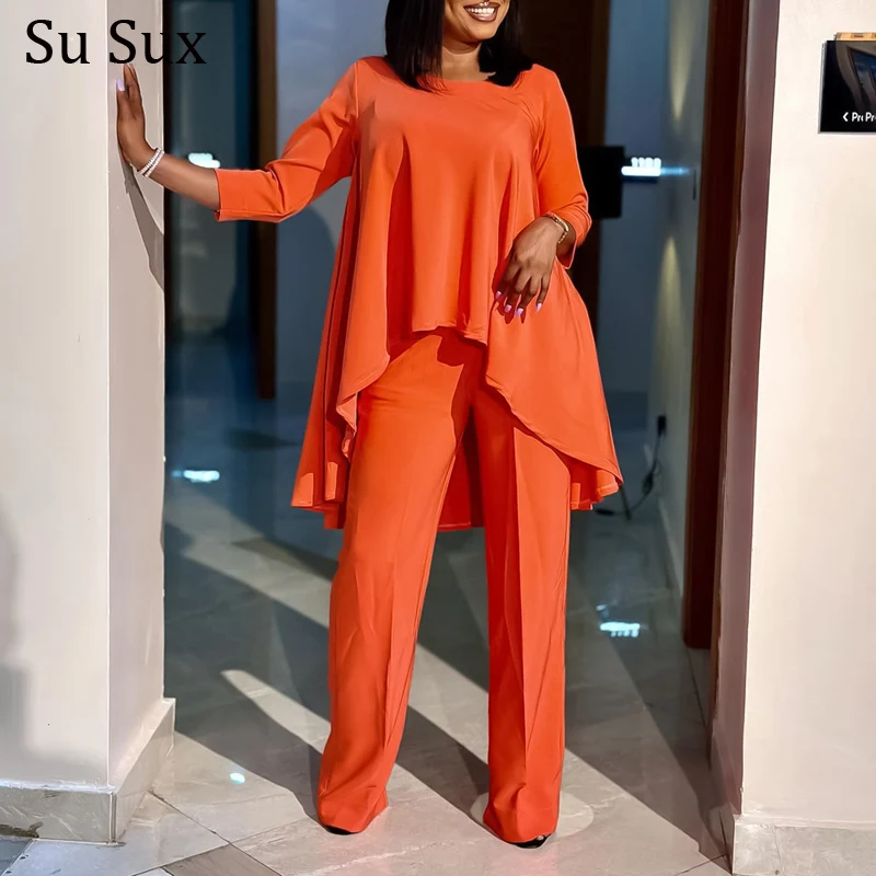 

Arican Dresses For Women Dashiki Elegant Irregular 2 Pieces Sets Arica Clothing Loose Top and Wide Leg Pant Matching Sets Street