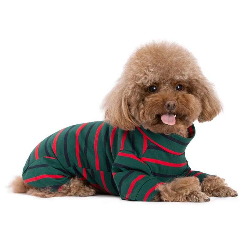 Autumn Winter Dog Clothes Cozy Striped Dog Pajamas for Small Medium Dogs Puppy Kitten Jumpsuit Pijamas Chihuahua Clothing