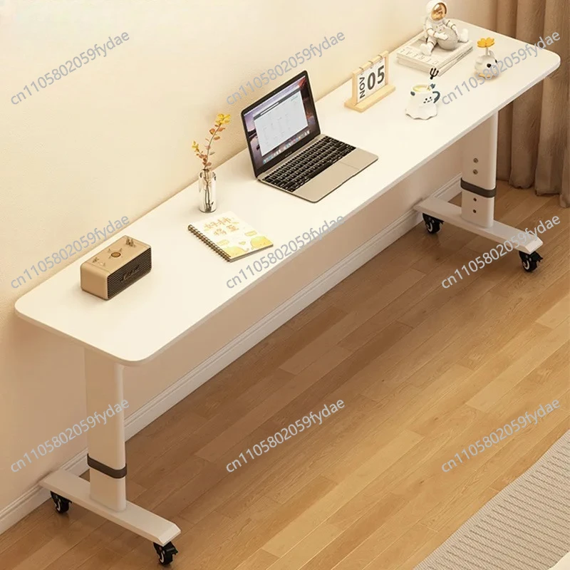 Height Adjustable Solid Wood Computer Desk with Wheels – Small Laptop Table 40/50cm for Home Office Study Workstation