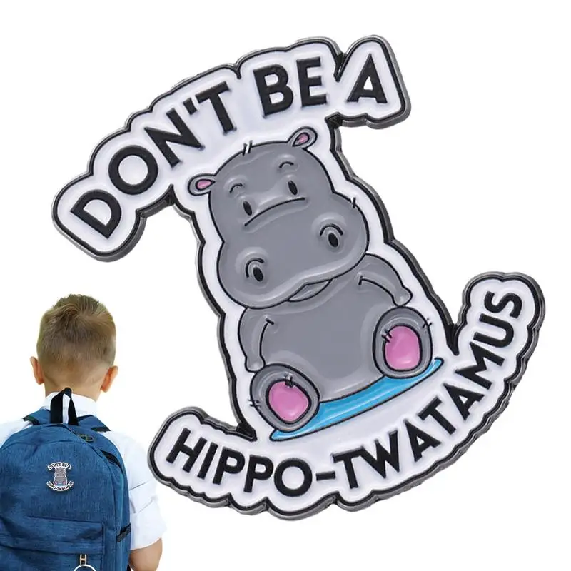 Cartoon Pins Funny Metal Animal Badges Backpack Decorations Apparel Badges Cute Hippo Brooch Jewelry For Clothes Bags