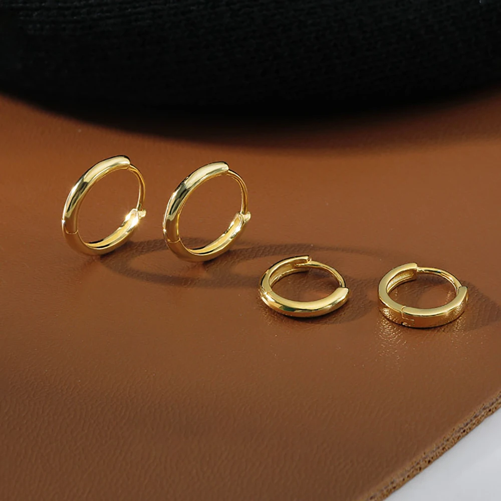 1Pair Stainless Steel Minimalist Huggie Hoop Earrings Gold Color Tiny Round 6/8/10mm Punk Unisex Rock Cartilage Earring Jewelry