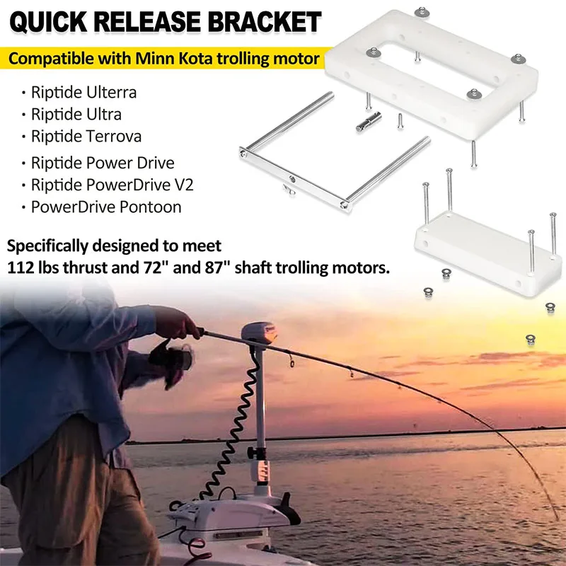 1854054 RTA-54 for Minn Kota Composite Quick Release Bracket Mounted Plate for Riptide Electric Steer Trolling Motor Terrova