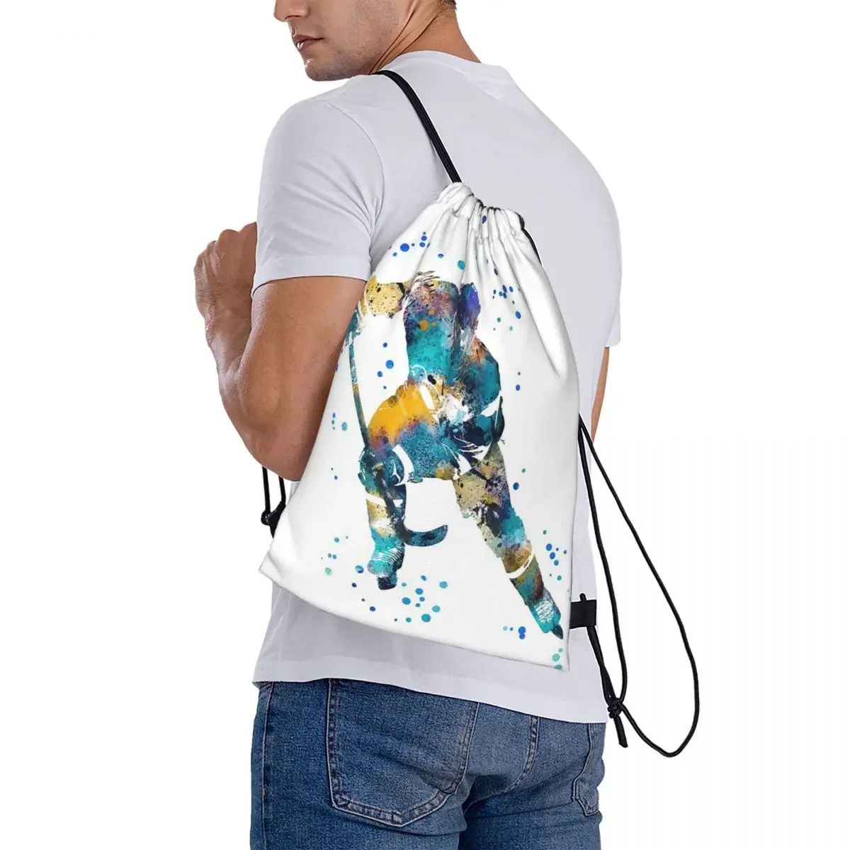 Mochila multifuncional de jogador de hóquei, sacos de cordão portáteis, bolso do pacote, bolsa esportiva, bookbag para homens e mulheres, escola