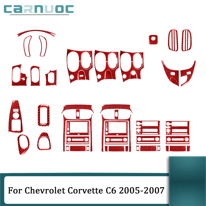 

Car Interior Decorative Accessories For Chevrolet Corvette C6 2005 2006 2007 Carbon Fiber Various Parts Red Stickers