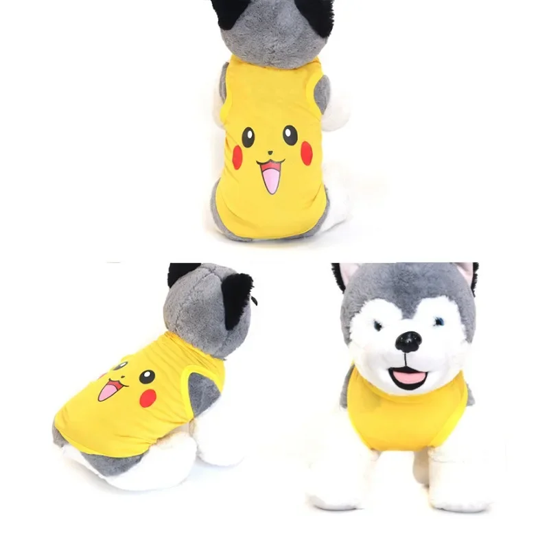 Pokemon Pikachu Pet Dog Clothing Anime Dog Soft Vest Summer Breathable Casual T-shirt Small Pet Supplies Pet Dog Breathable Vest