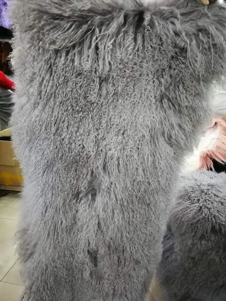 

Hight Quanlity Gray Genuine Lamb Long Fur Material 50cm*105cm Whole Piece