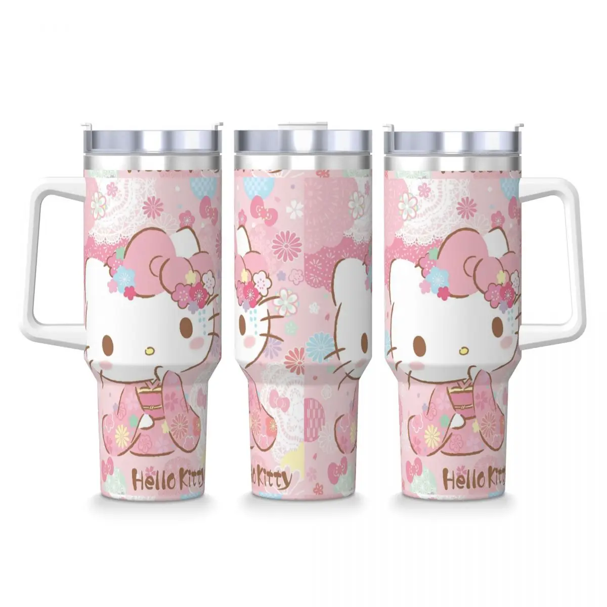 

Стакан из нержавеющей стали Hello Kitty, мультяшные кружки, чашка с соломинкой, бутылка для холодных напитков, воды, сохранение тепла, термочашки на 40 унций