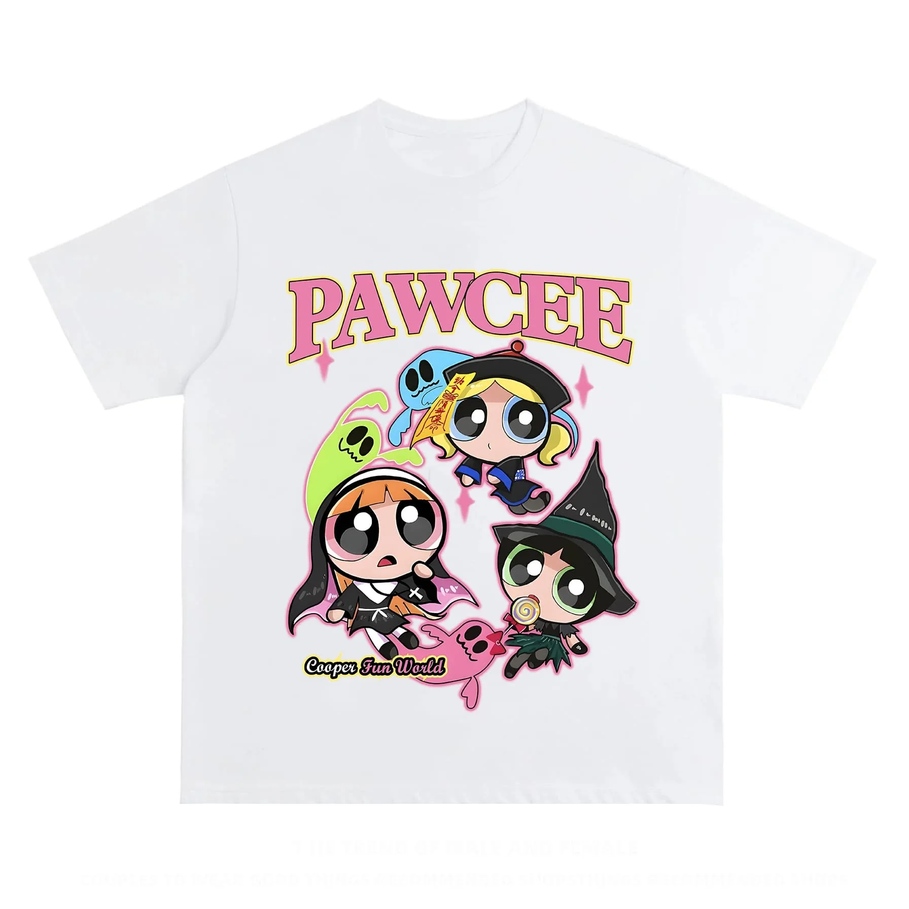 Powerpuff Girls Women's Tshirt Summer Halloween Cartoon Tee Cute Cotton Loose Harajuku Streetwear Style Unisex Couple Shirt