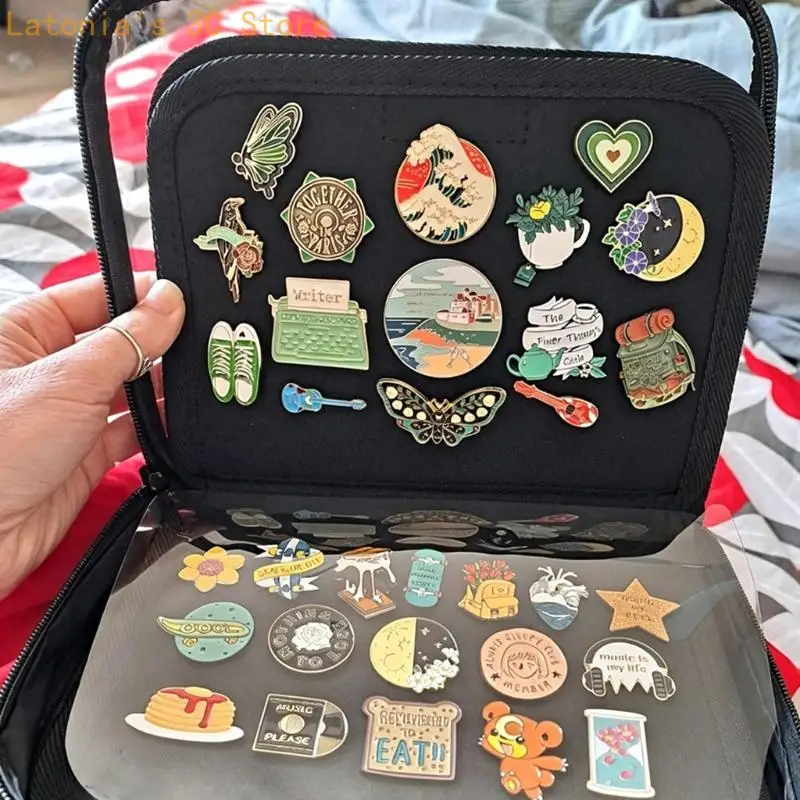 Badge and Brooch Collection Case Enamel Pin Bag with Inner Layer for Travel Use X3UB