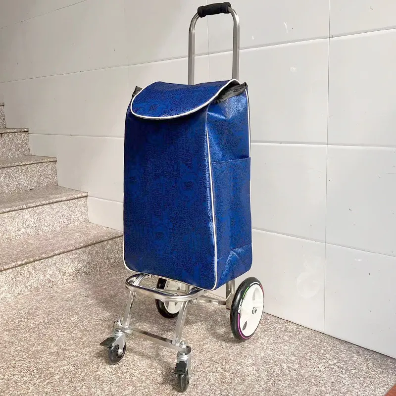 Folding Cart Hand Truck Stainless Steel 20cm Large Silent Brake Wheel Push Pull Luggage Carrier Utility Wagon Heavy Duty