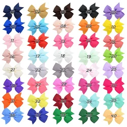20/40pcs Solid Grosgrain Ribbon Bows Clips Hairpin Girl's Hair Bows Boutique Hair Clip Headware Kids Hair Accessories wholesale