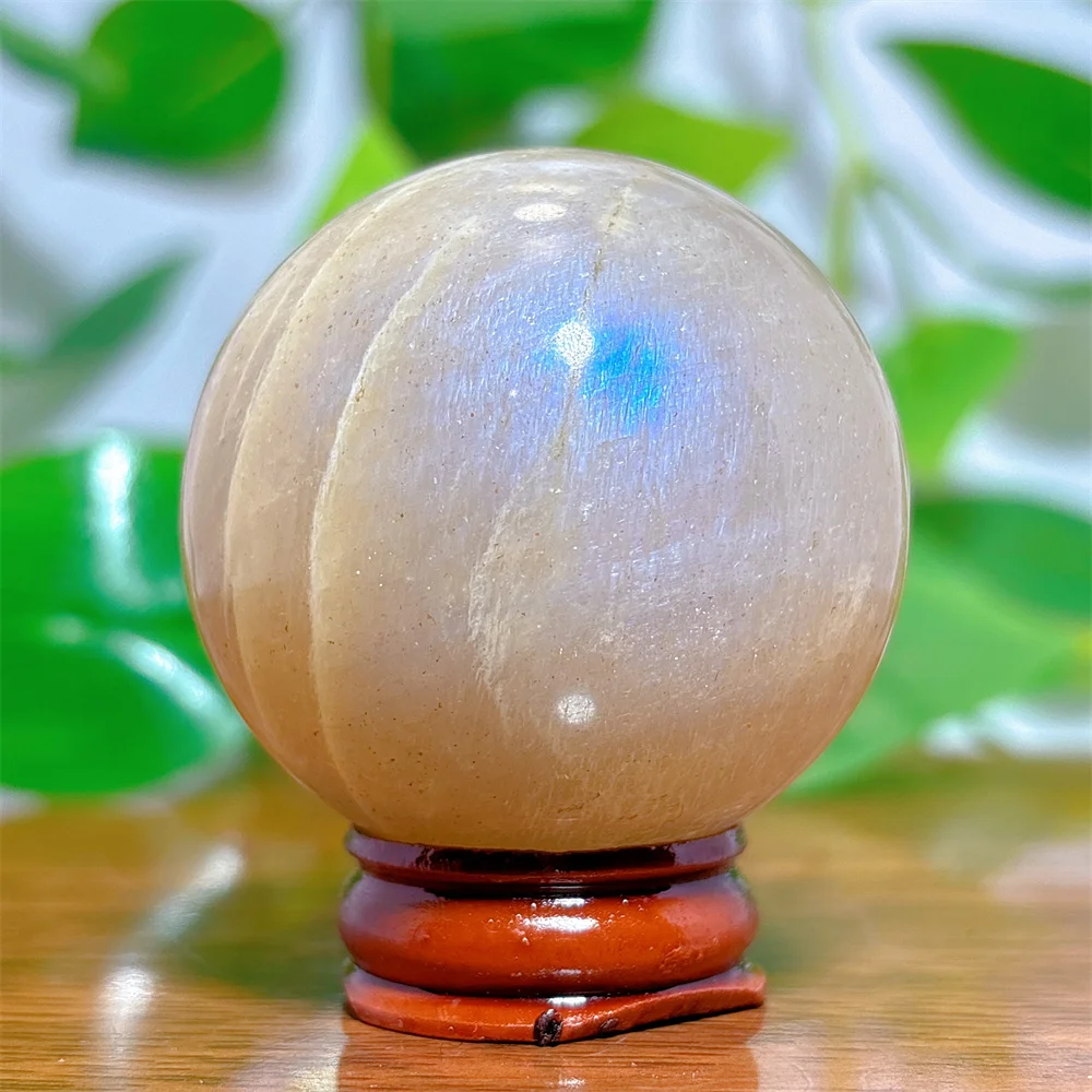 Moonstone Sphere Crystal Natural Stone Quartz Home Decoration Minerals Reiki Craft Gifts Energy Healing Spiritual Love +Stand