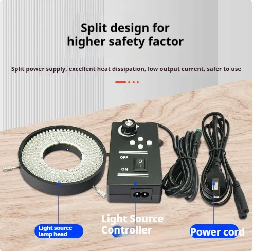 Four Zone Four Color Separate Control Adjustable LED Ring Light Source Inner Diameter 40mm For Industrial Stereo Microscope