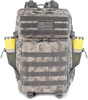 45L Grey Camo Military Tactical Backpack 3 Day Molle Assault Pack Large Army Bug Out Bag Rucksack Daypack for Men Outdoor Hiking