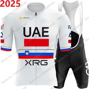 Đội UAE 2025 Bộ áo len Pink Chu kỳ, Nhà vô địch thế giới đạp xe nam Tadej Pogacar, Pháp TDF Italia Tour, áo sơ mi xe đạp đường bộ, quần short xe đạp 10 quần áo bán hàng chính đi xe đạp màu hồng - №6