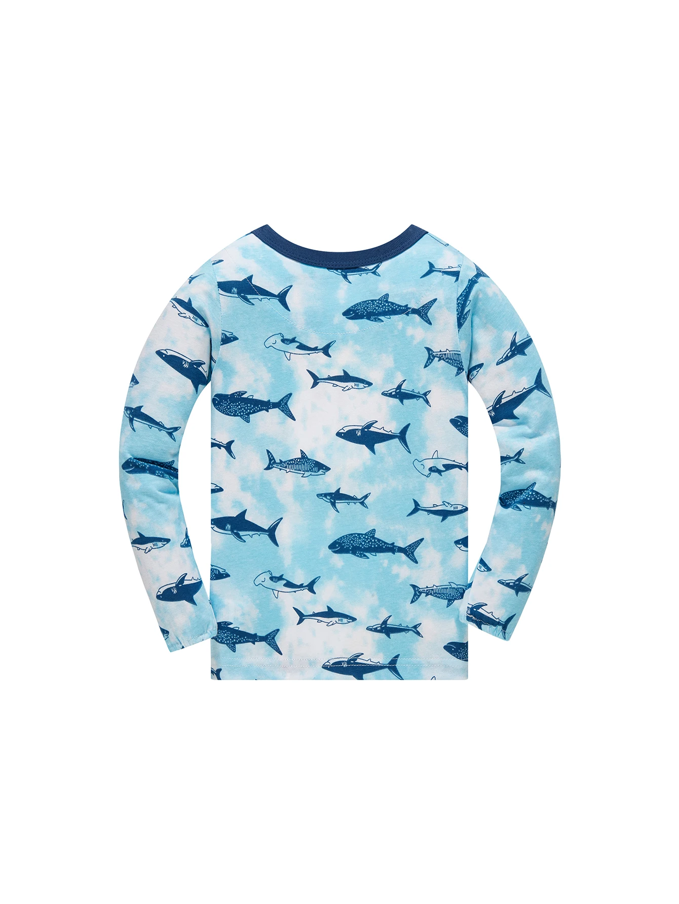 Kinder-Schlafanzug-Set aus 100% Baumwolle mit Vollprint-Cartoon-Hai, Langarm-Pyjama für Kinder von 1-8 Jahren, 2-teilig – Detail 5