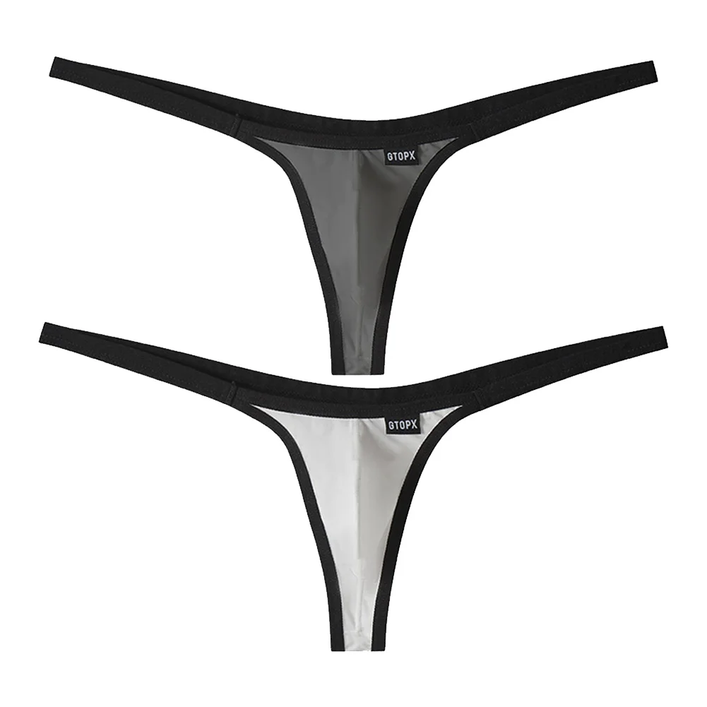 Men\'s Nylon Briefs Thongs with Bulge Pouch T Back Bikini Style Underwear Designed for Support and Breathability
