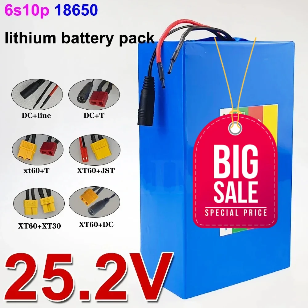 18650 rechargeable 6S10P Lithium battery pack  25.2V 34000mAh with BMS for Bicycles, medical monitoring equipment