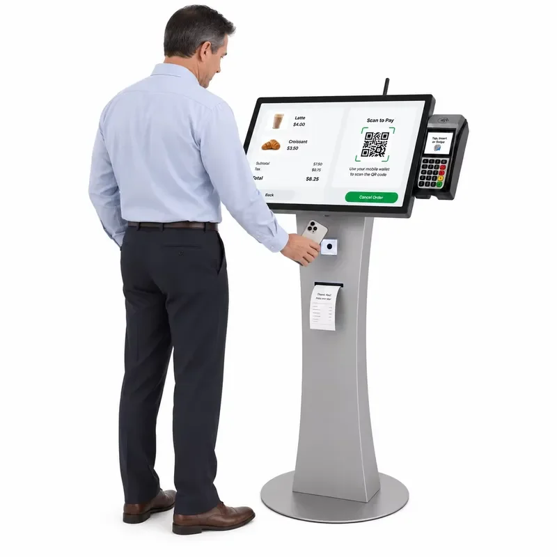 32 43 Inch Android Self Service Payment Kiosk Touch Screen Ordering Machine with POS Slot for Hotel Restaurant