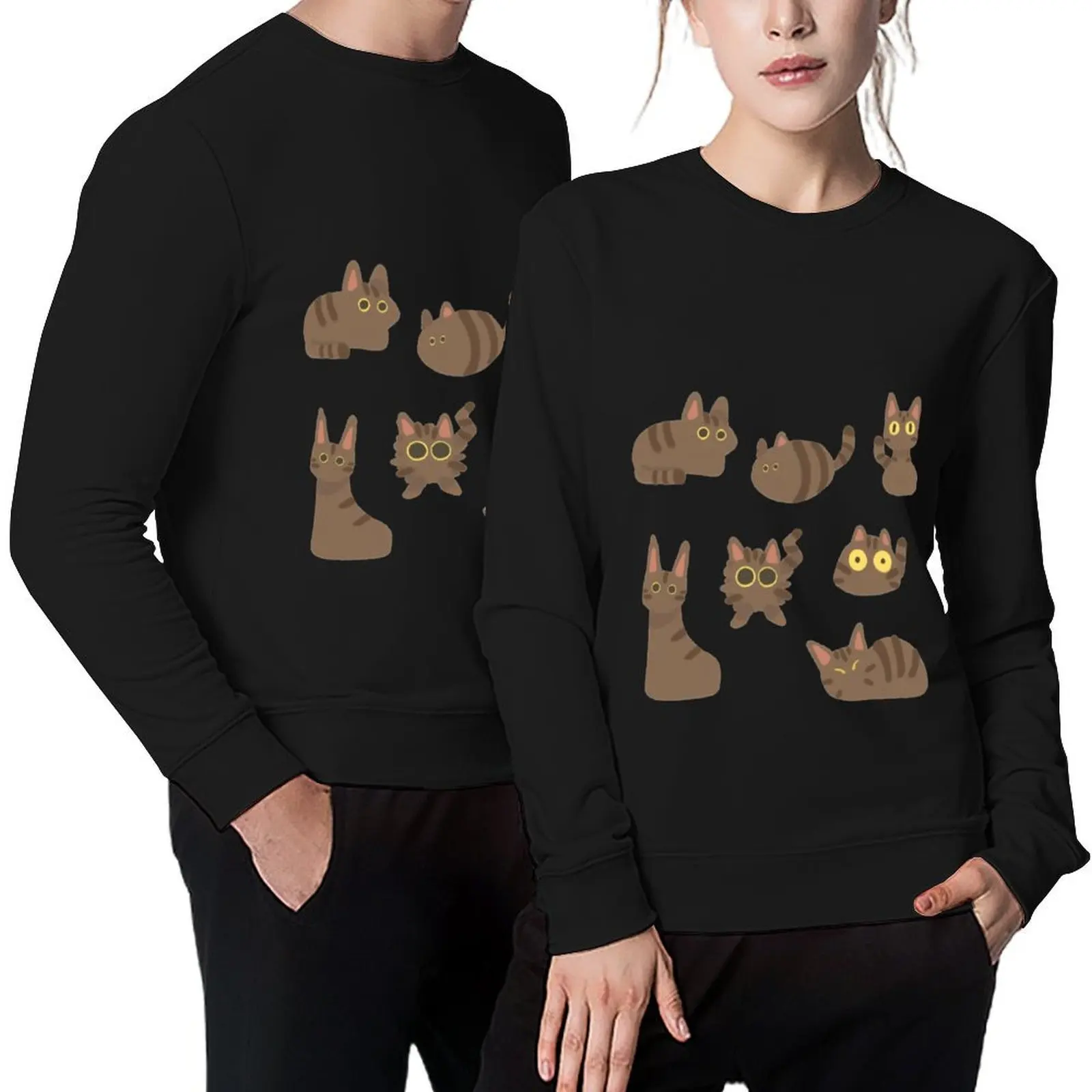 

Brown Tabby Cat Blobs (Gold Eyes) Pullover winter clothes men's clothing anime clothes hooded sweatshirt for men