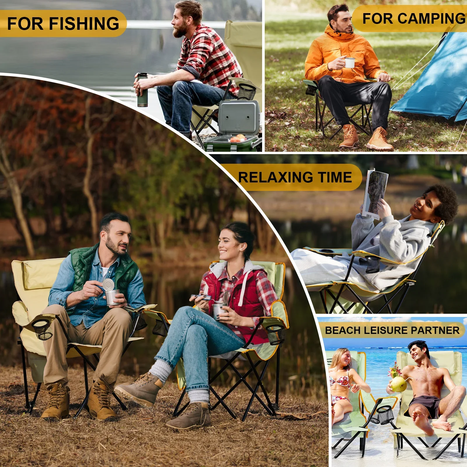 Bild 5: Outdoor Klappstuhl Camping tragbare Strand Bank zurück Angeln Stuhl Klappbett Büro Mittagspause Lounge Stuhl Hause