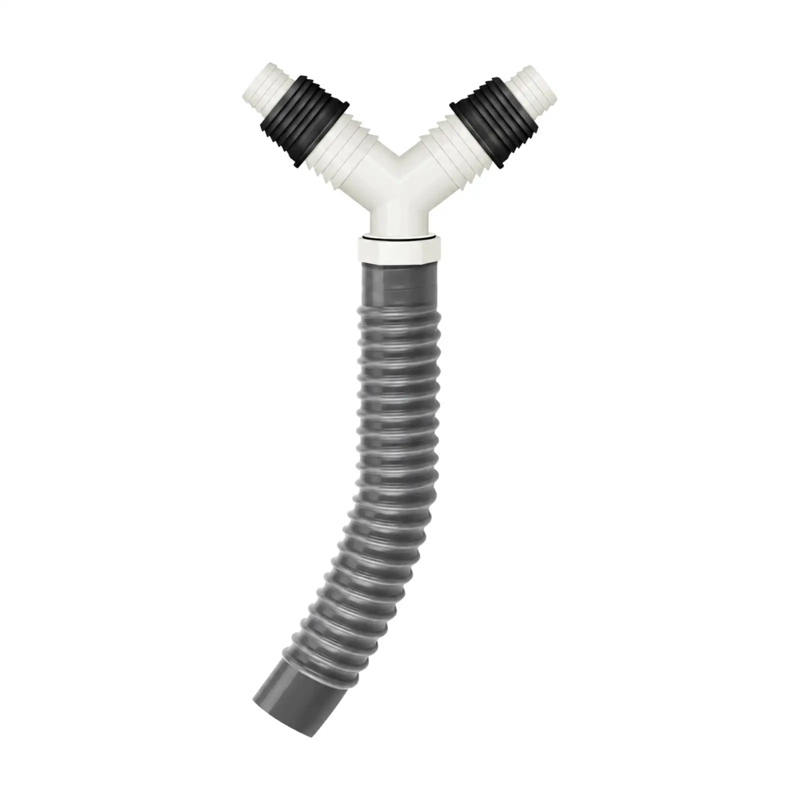 Washing Machine Drain Hose Y Connector ABS Twin Inlet Laundry Drainage Adapter with 2M Ribbed Flexible Corrugated Tube