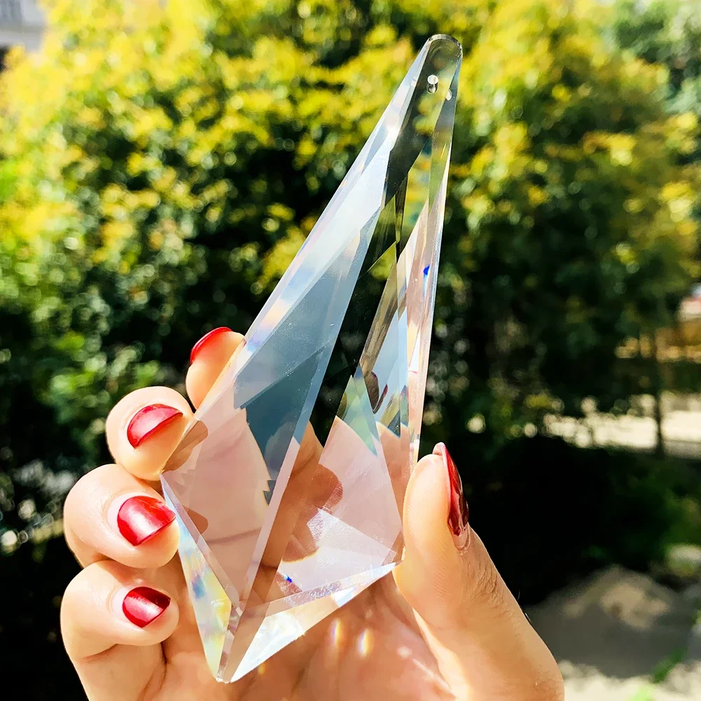 120mm Excellent Brilliant Arrow Crystal Prism Suncatcher Faceted Daylighting Sun Lover Shinning Drop Pendant Window Garden Decor