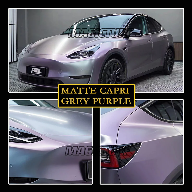 Metallic Matte Capri Grey Purple PET Vinyl Wrap Film 5*59FT/Roll