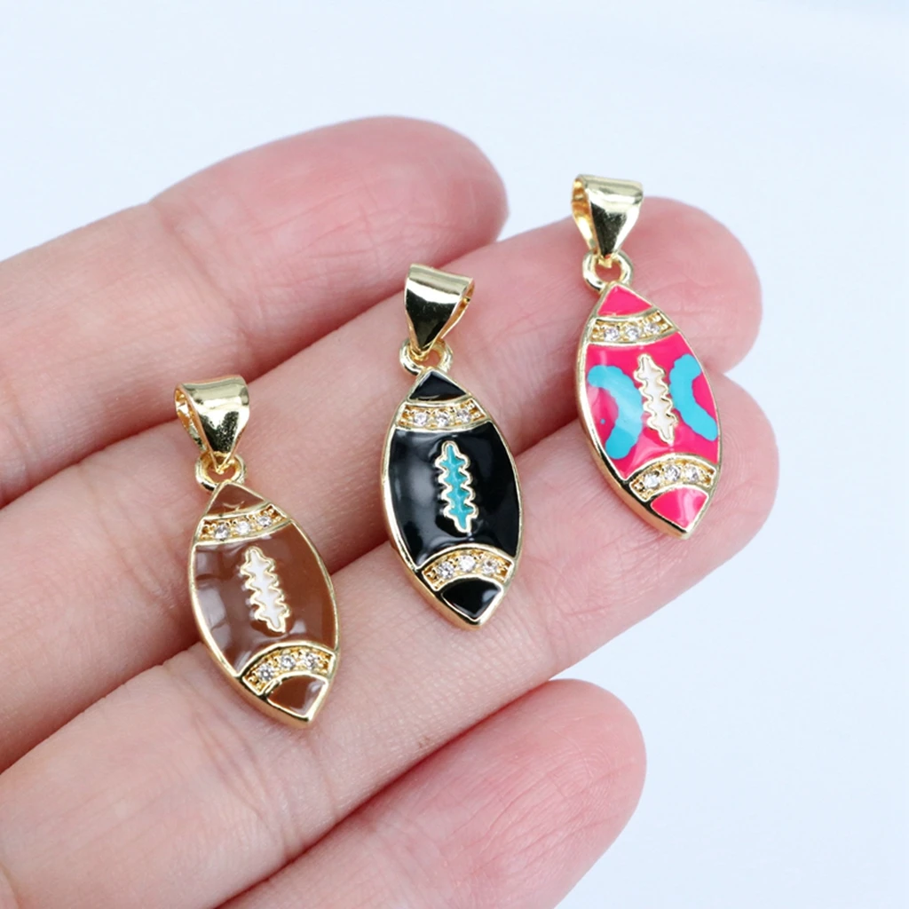 

HOT 3pcs -20*9mm Sports rugby Charms Pendants for Jewelry Making Necklace Earrings Bracelets DIY Crafts Accessories