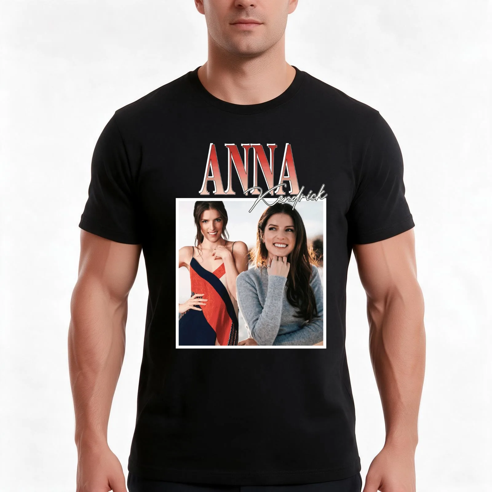 Anna Kendrick T-Shirt, Summer Casual Cotton Tee, Oversized Streetwear Tops, Vintage Graphic Print, Loose Fit Short Sleeve
