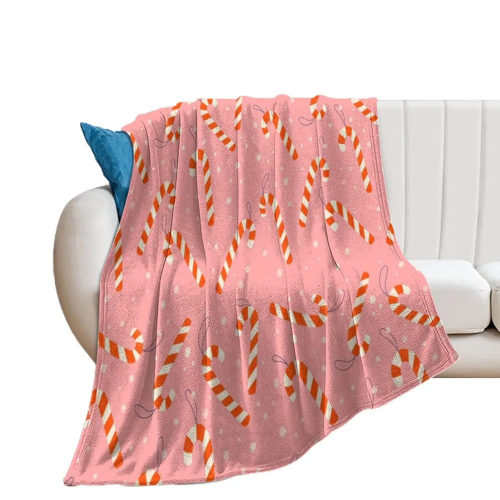 

Candy cane pattern, pink and red Throw Blanket Soft Plaid Furry blankets and throws Blankets