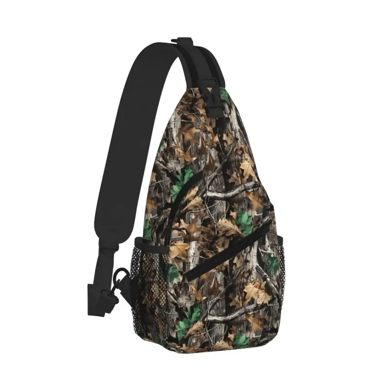 Outdoor Hunting Tree Camo Crossbody Sling Bag Travel Hiking Sports Chest Bags Daily Casual Lightweight Daypack for Men Women