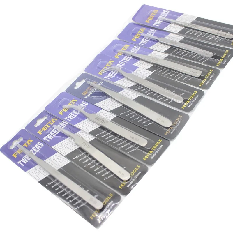 FEITA Präzisions-Industriepinzette, antistatisch, magnetisch, gebogen, gerade, spitze Spitze, rostfreies Pinzetten-Set für Elektronikwerkzeuge – Detail 5