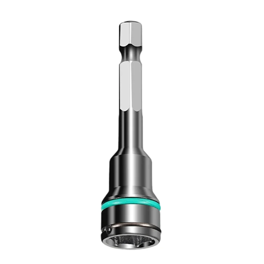 Nut Driver Hex Socket Adapter Sleeve Featuring Spring Loaded Magnetic Retention for Pneumatic Drills and Electric Screwdrivers