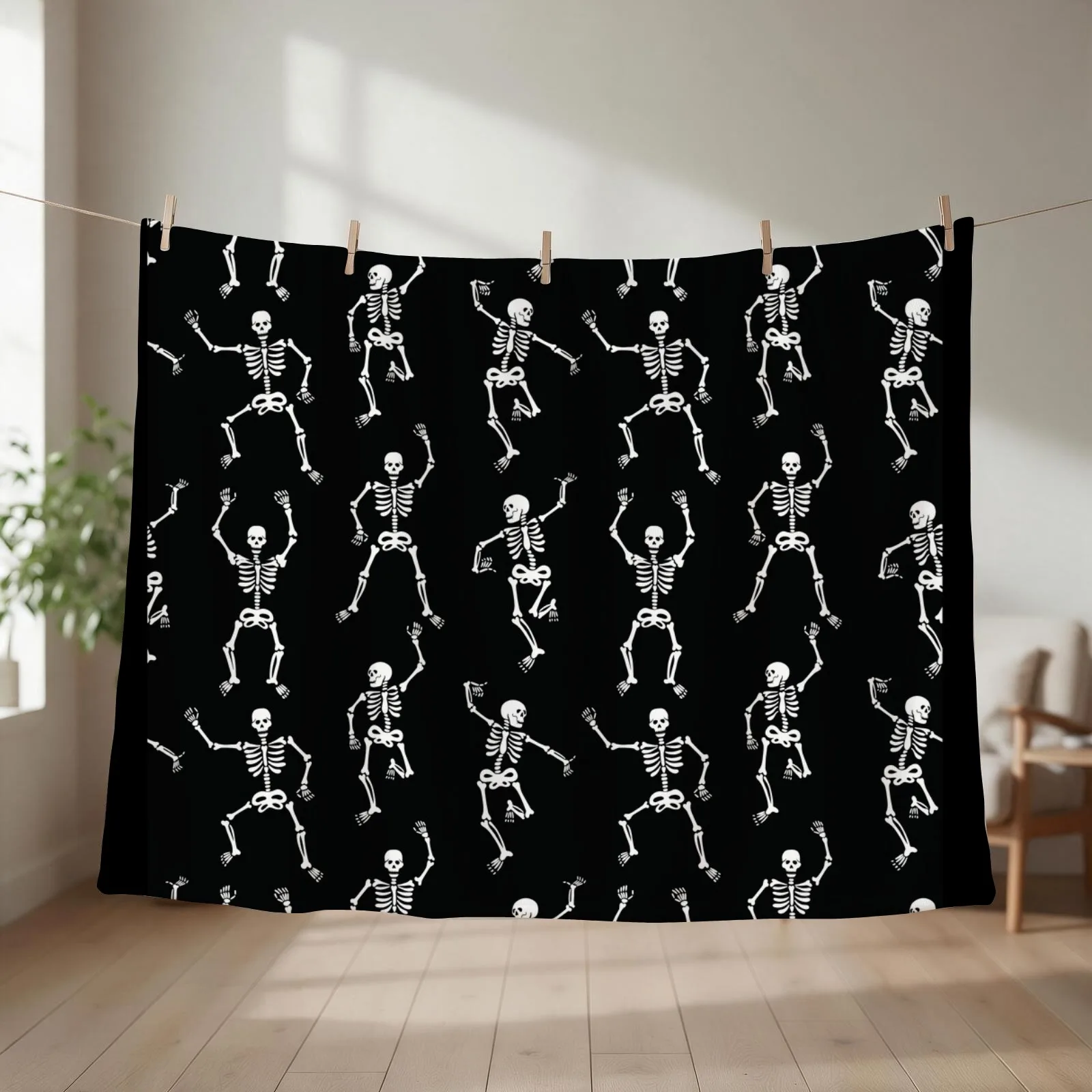 Skeletons Dancing Throw Blanket couch cozy soft plush fuzzy picnic outdoor blanket