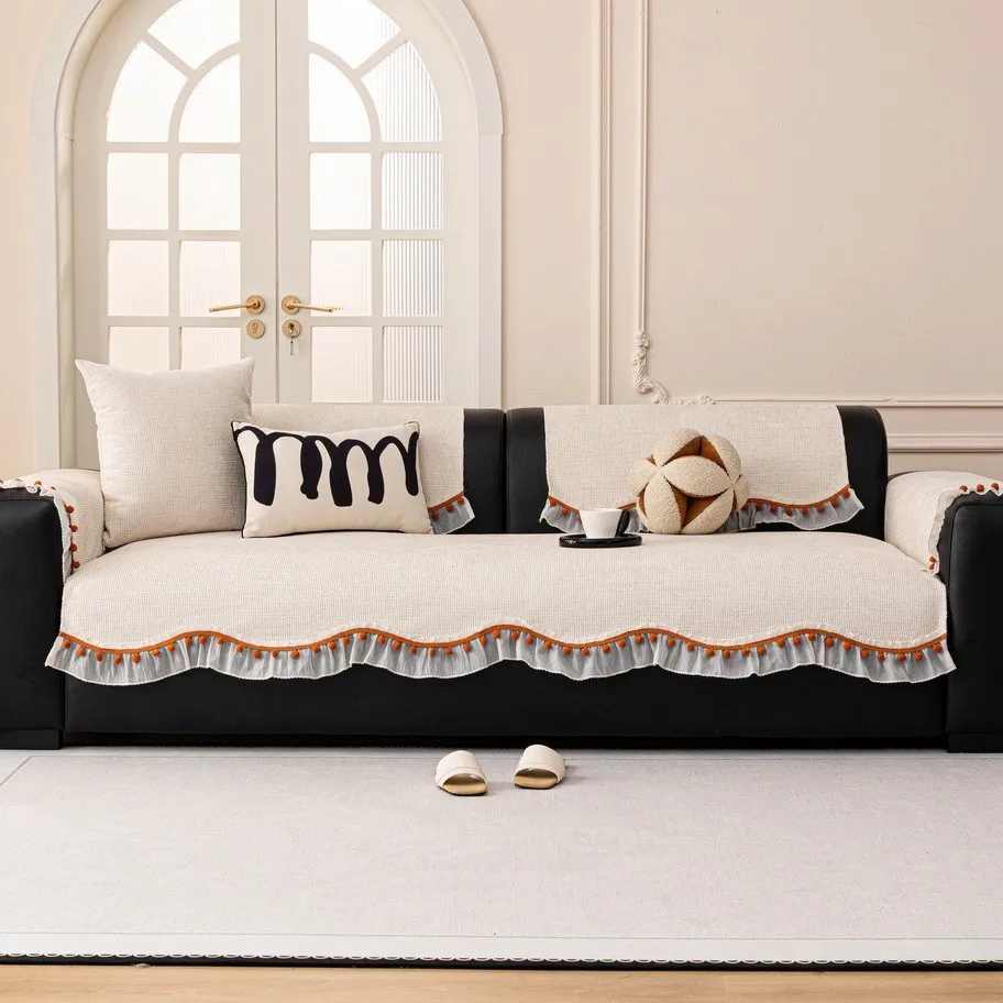 High-grade Chenille Sofa Cushion Four Seasons Universal Non-slip Straight Type Sofa Cover Straight Row Sofa Cushion Suit