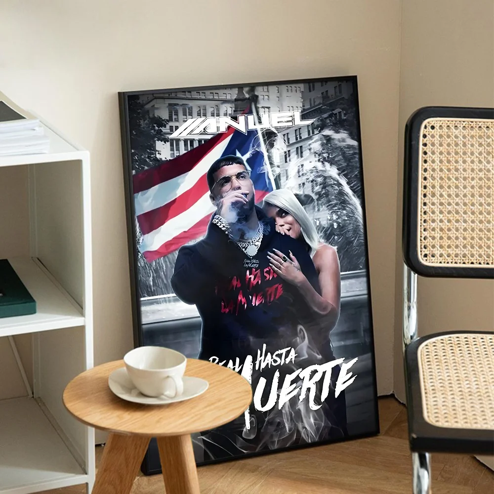 Hip Hop Rapper Anuel AA DIY Sticky Poster Whitepaper Prints Plakaty Grafika Vintage Malarstwo Dekoracyjne