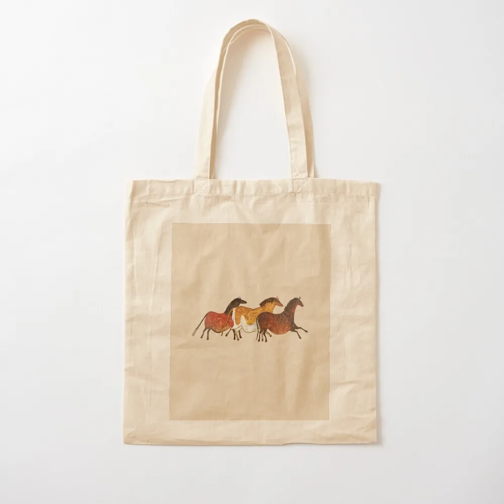 Cave Horses in Beige Tote Bag Canvas stote bag tote bag canvas eco folding