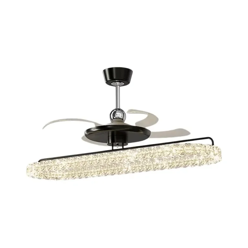 Modern Linear Ceiling Fan Light Italian Minimalist Design Luxury Restaurant Lighting Fixture High End Decorative Air Cooling