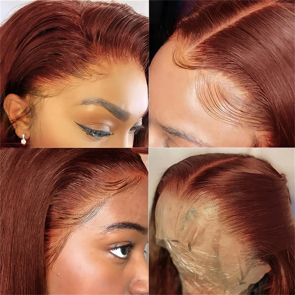 Reddish Brown13x6 Lace Frontal Wig 30 32 Inch Transparent Colored Human Hair Wigs Brazilian Remy 13x4 Straight Lace Front Wig