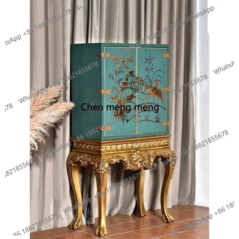 

New Chinese Style Sideboard Cabinet Solid Wood Painted Storage Restaurant Storage Wall-Mounted Side Cabinet