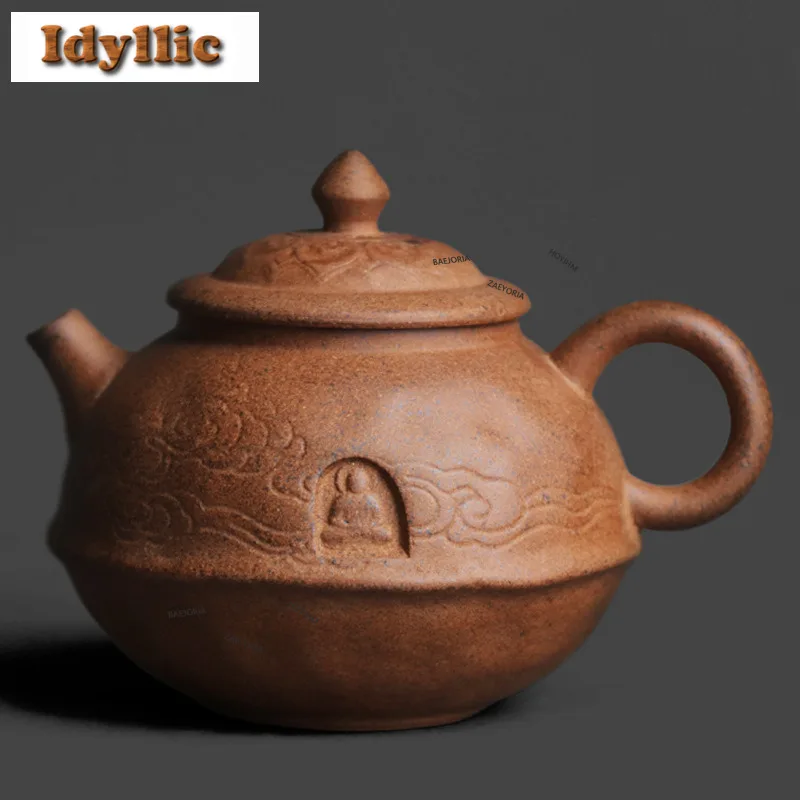 180ml Coarse Pottery Old Rock Clay Teapot Handmade Tea Infuser Pot Tea Making Kettle With Strainer Teaset Accessories Decoration