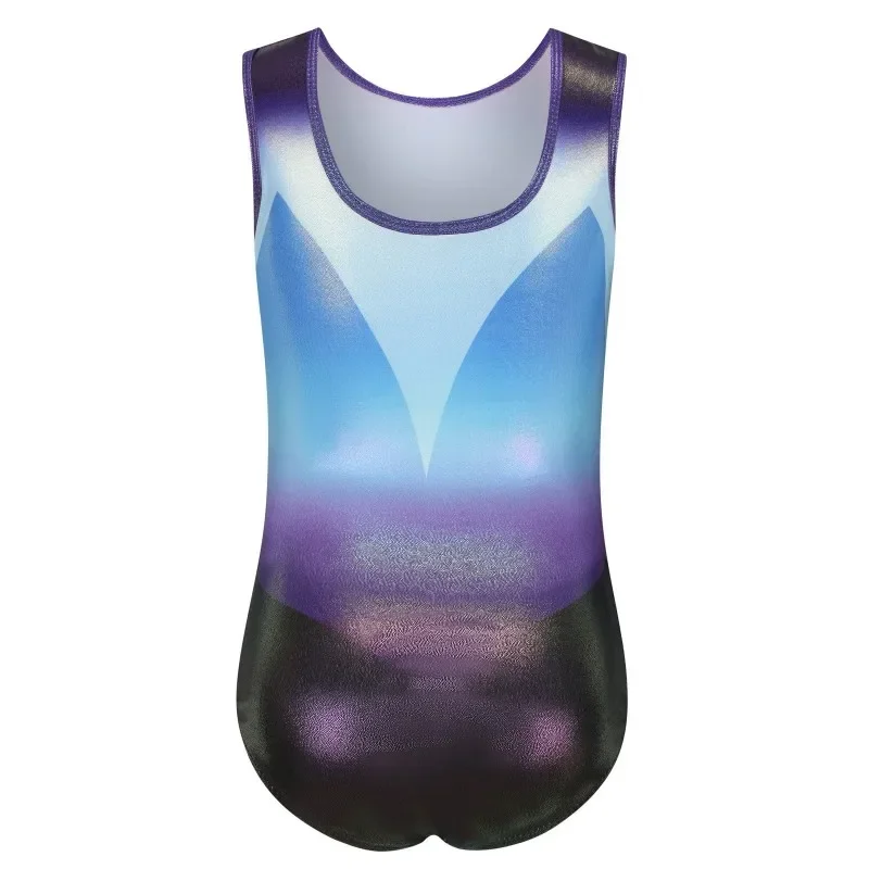 5-12Y Kid\'s Gymnastics Leotards Hot Stamping Sleeveless Dance Practice Clothing New Kids Stage Performance Wear