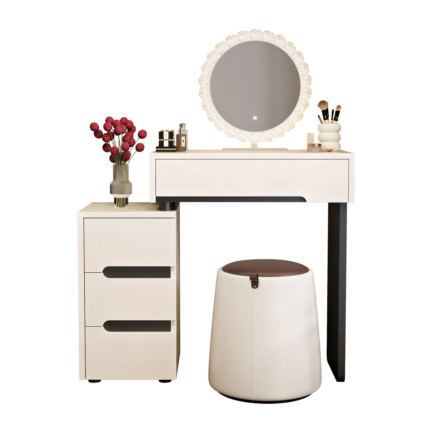 fdQuality Choice Cream Style Dressing Table Partitioned Storage Freely Retractable Cabinet Integrated Vanity Bedroom Special&